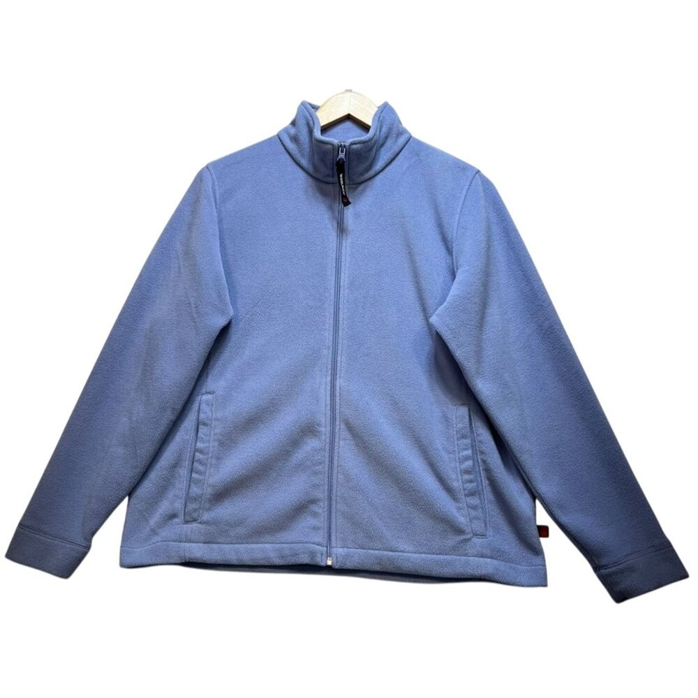 Woolrich Womens Full Zip Cardigan Fleece Jacket Long Sleeve Size L Blue Pockets